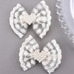 2Pcs Flower Lace Bow Hair Clips For Girls Sweet Pearls Hairpins Floral Embroidery Barrette Children Kids Headwear Accessories