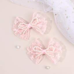 2Pcs Flower Lace Bow Hair Clips For Girls Sweet Pearls Hairpins Floral Embroidery Barrette Children Kids Headwear Accessories