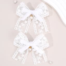 2Pcs Flower Lace Bow Hair Clips For Girls Sweet Pearls Hairpins Floral Embroidery Barrette Children Kids Headwear Accessories
