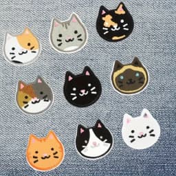 9PCS Smile Cute Cat Embroidered Patch Iron On Sew On Patches For Clothing Cap Bag Jacket DIY Gift Animal Badge With Hot Adhesive