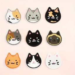 9PCS Smile Cute Cat Embroidered Patch Iron On Sew On Patches For Clothing Cap Bag Jacket DIY Gift Animal Badge With Hot Adhesive