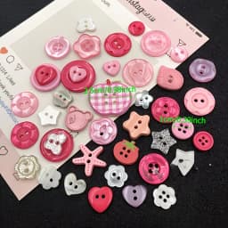 20 random patterns - pink, pink checkered, colorful plastic DIY buttons, suitable for scrapbooks, clothing decoration,