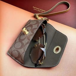 Fashion Retro Sunglasses Case Portable Trend Drop-proof Eyeglasses Case Storage and Protection Gold Pendant Myopia Glasses Bag