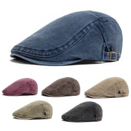 Streetwear Flat Cap Unisex Casual Adjustable Ivy Cap Travel Vintage Washed Cotton Newsboy Cap Simple Daily Party Dating Hat