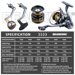 BEARKING brand New arrival Saltwater Fishing Reel Spinning 1000-6000 9+1BB 5.2:1 Max Drag 12KG Water-Proof Reels