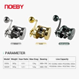 NOEBY Light Jigging Reel 5000 Series Star Drag Baitcasting Jigging Reel Brass Gear 12kg Max Drag Saltwater Fishing