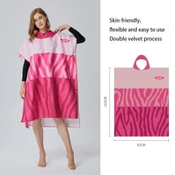Adult Surf Poncho with Hood, Microfiber Quick-Drying Beach Towel, Fashion Changing Clothes, Swimming Diving Bathrobe for Women