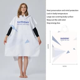 Adult Surf Poncho with Hood, Microfiber Quick-Drying Beach Towel, Fashion Changing Clothes, Swimming Diving Bathrobe for Women