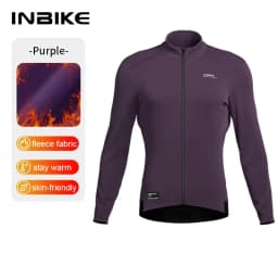 INBIKE 2025 Men's Long Sleeve Jersey Thermal Fleece MTB Cycling Clothing for Men Autumn and Winter Mountain Road BikeTop Clothes