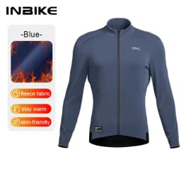 INBIKE 2025 Men's Long Sleeve Jersey Thermal Fleece MTB Cycling Clothing for Men Autumn and Winter Mountain Road BikeTop Clothes
