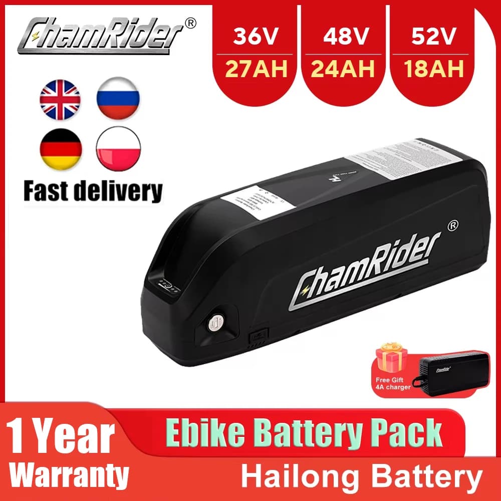ChamRider Original Battery 48V 20AH 52V Ebike Battery 36V Hailong Max 50A BMS 350W 500W 750W 1000W 1500W 21700 Cell BBS02 BBS03