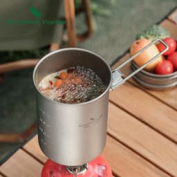 Boundless Voyage 900ml Titanium Pot Cup Camping Cookware Lightweight Bowl with Folding Handle & Lid Outdoor Portable Cooking kit