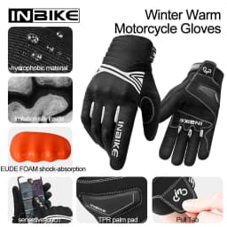 INBIKE Winter Cycling Gloves Men Full Finger Bicycle MTB Motorcycle Gloves Man Touchscreen Shockproof Glove for Motor Driving