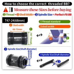 Ceramic Bottom Bracket Shell Width 68/73mm T47-24/30mm/DUB All Series Threaded BB fit for Shimao/SRAM/SRAM-DUB Bicycle Cranksets