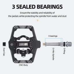 ThinkRider Bicycle Lock Pedal 2 In 1 With Free Cleat For SPD System MTB Road Aluminum Anti-slip Sealed Bearing Lock Accessories