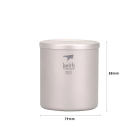 300ml Keith Titanium Cup Double-wall Mug With Lid Anti-acid No Scale Drinkware For Camping Picnic Hiking Ti3302
