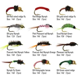 ICERIO 147PCS Scud Nymph Midge Larvae Box Set Fly Fishing Flies Trout Grayling Panfish Lure Carp Artificial Fish Bait