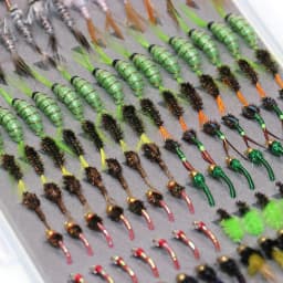 ICERIO 147PCS Scud Nymph Midge Larvae Box Set Fly Fishing Flies Trout Grayling Panfish Lure Carp Artificial Fish Bait