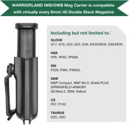 Universal Magazine Kydex Holster IWB/OWB Mag Carrier with 1.75 " Metal Clip Fit: 9mm/.40 Double Stack