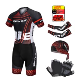 Short Sleeve Triathlon Suit Men'S One Piece Skinsuit Outdoor Racing Jumpsuit Cycling Running Tights Conjunto Deportivo Hombre