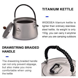 Widesea Camping Titanium Tableware Set Cookware Tourism Cauldron Outdoor Cooking Pot Picnic Kitchen Hiking Trekking Equipment