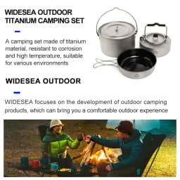 Widesea Camping Titanium Tableware Set Cookware Tourism Cauldron Outdoor Cooking Pot Picnic Kitchen Hiking Trekking Equipment