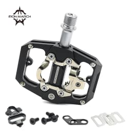 IRON MARCH-Self-Locking Pedals, SPD System, Non-Slip, Waterproof Bicycle Pedals, Aluminum Alloy MTB Road Bike Pedals, 3 Bearings