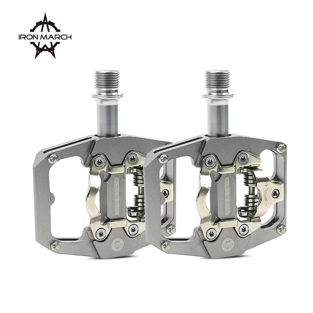 IRON MARCH-Self-Locking Pedals, SPD System, Non-Slip, Waterproof Bicycle Pedals, Aluminum Alloy MTB Road Bike Pedals, 3 Bearings