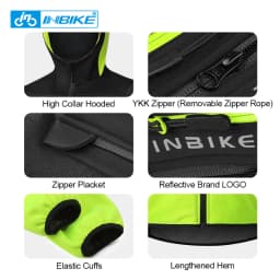 INBIKE Men's Winter Cycling Jacket With Hood Warm Fleece Windbreaker Coat For Men Windproof Outdoor Man Cycling Clothing Hiking