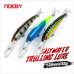 Noeby Minnow Trolling Fishing Lure 3pcs 120mm 140mm 160mm Slow Sinking Wobblers Hard Bait Set Saltwater Fishing Tackles Lures
