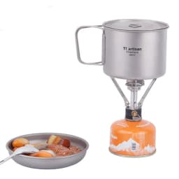 Tiartisan Camping Titanium Mug 900ml Portable Tableware Water Cup with Lid Folding Handle Outdoor Picnic Cookware Pot Ta8316
