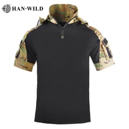 Men's Shirt Tactical T-shirt Safari Combat Shirts Hooded Men Clothing Hunting Clothes Camping Hiking Tees Wear-resistant