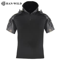 Men's Shirt Tactical T-shirt Safari Combat Shirts Hooded Men Clothing Hunting Clothes Camping Hiking Tees Wear-resistant