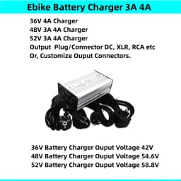 36V 48V 52V 2A 3A 4A Ebike Battery Charger Fast Charge Li-ion Battery Charger DC output 42V 54.6V 58.8V E-bike Battery Charger