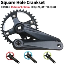 104BCD Bicycle Crank Sprocket 152/165/170mm Square Hole MTB Bike Crankset 30T 32T 34T 36T 38T 40T 42T Single Speed Chainring
