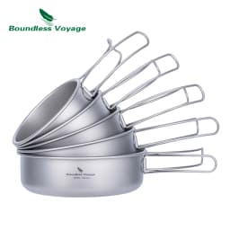 Boundless Voyage Titanium Pans Bowls Dishes Set with Folding Handle Outdoor Camping Portable Plates Saucers Tableware Ti1096T