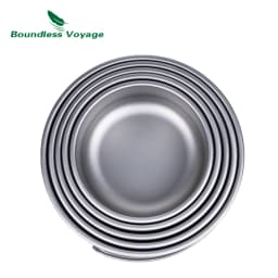 Boundless Voyage Titanium Pans Bowls Dishes Set with Folding Handle Outdoor Camping Portable Plates Saucers Tableware Ti1096T