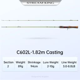 Kingdom Fishing Rods STREAM KING Ultralight 62g Spinning Casting 1.45 1.65 1.39 1.53m UL Baitcasting Travel Stream Fishing Rod