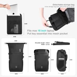 Rhinowalk 22L Waterproof Bike Pannier Bag Portable Cycling Backpack Bicycle Rear Rack MTB Trunk Bag Pack Luggage Carry