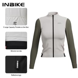 INBIKE Winter Fleece Women's Long Sleeve Jersey Autumn Thermal Cycling Suit Mountain Road Bike Jacket Windproof Riding Clothing