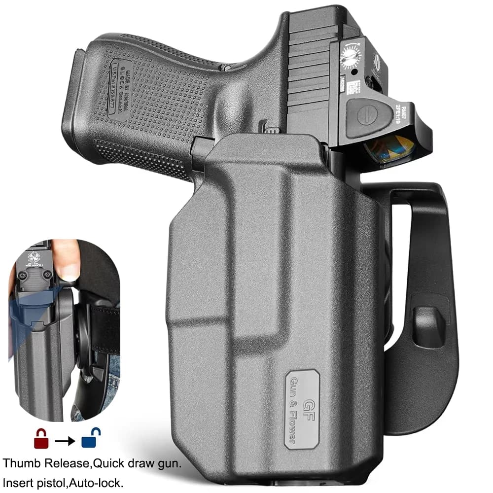 For G17/G19 (Gen1-5),G23/G31/G32/G22(Gen3-4),G19X/G45/G44 Holster,Polymer Thumb Release OWB Paddle Bag Tactical Tools Right hand
