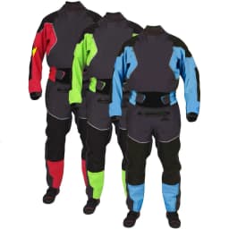 LKVER Kayak Dry Suit For Men Latex Gaskets on Neck and Wrist Dual-adjustable Overskirt, Hook-and-loop Neoprene Locks Down
