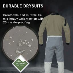 Front-Entry Drysuit with Relief Zipper Socks for Boating Sailing Paddling Canoeing Rafting Fishing Kayaking in Extreme Condition