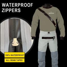 Front-Entry Drysuit with Relief Zipper Socks for Boating Sailing Paddling Canoeing Rafting Fishing Kayaking in Extreme Condition