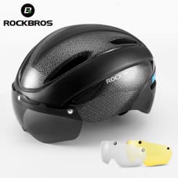 ROCKBROS Bicycle Helmet Aero Cycling Helmet Integrally-molded Bike Helmet Men Women Goggles Lens MTB Road Cycling Equipment