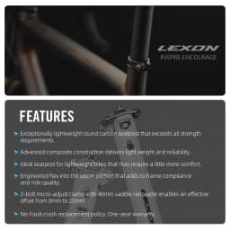 LEXON Ultralight 145g/155g Bicycle Seatpost Carbon 27.2/31.6mm Two Sizes MTB/Gravel/Road Bike Seating Tube 350mm Length Seatpost