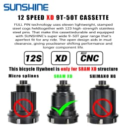 SUNSHINE XD Structure Bicycle Cassette 12 Speed 9T-50T Black Mountain Bike Freewheel 12V for Sram XD freehub GX EAGLE XX1 X01