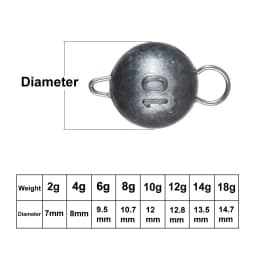 5pcs 2g-18g Fishing Weight Sinker Jig Head Deep Water Bullet Weight with Swivel Round Ball Sinkers Fishing Tackle Accessories