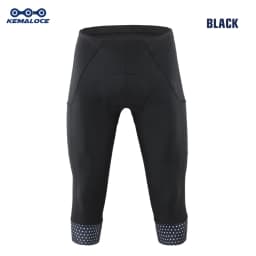 KEMALOCE Cycling Pants 3/4 Summer Anti-UV High End Gel Pad Bike Bib Pants 3/4 Solid Black/Grey/Blue Spring Bicycle Knicker