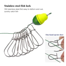 Portable Fishing Lock Buckle Live Fish Lock Buckle with Reel Stainless Steel 8 Snaps Stringer Floats Fishing Reel Sea Tackle